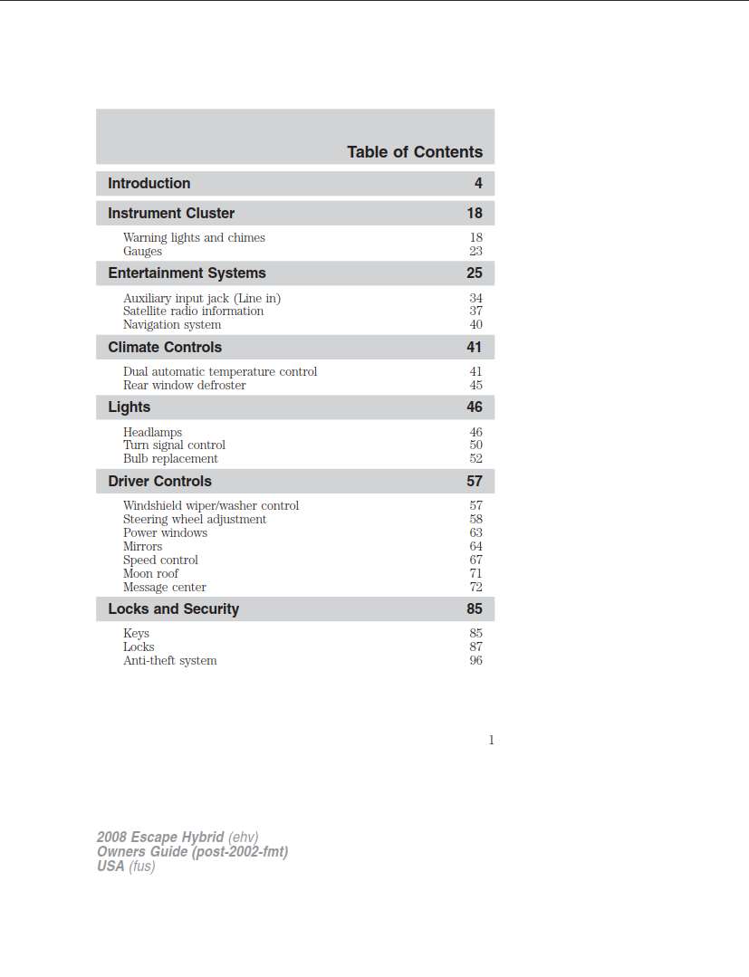 Ford Escape Hybrid 2008 Owner's Manual