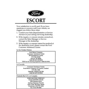 Ford Escort 1996 Owner's Manual