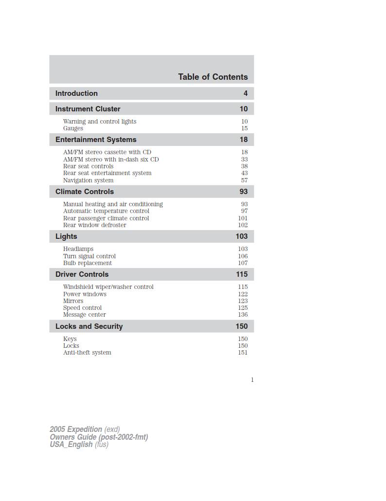 Ford Expedition 2005 Owner's Manual