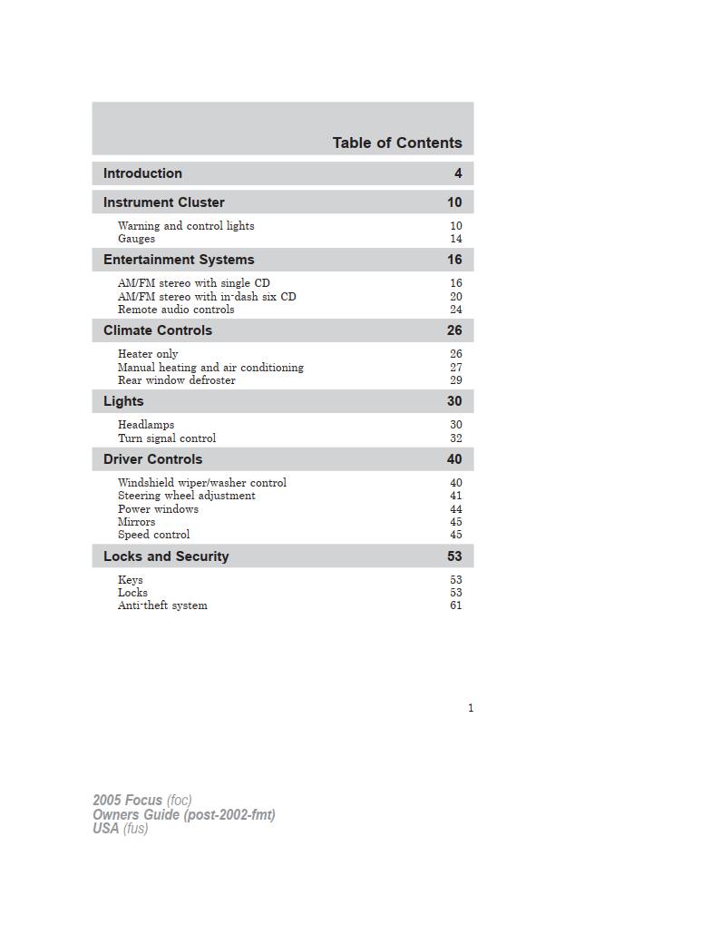 Ford Focus 2005 Owner's Manual