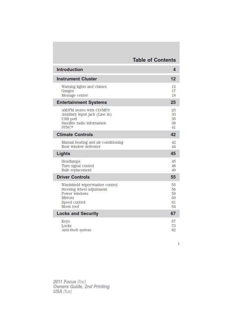 Ford Focus 2011 Owner's Manual