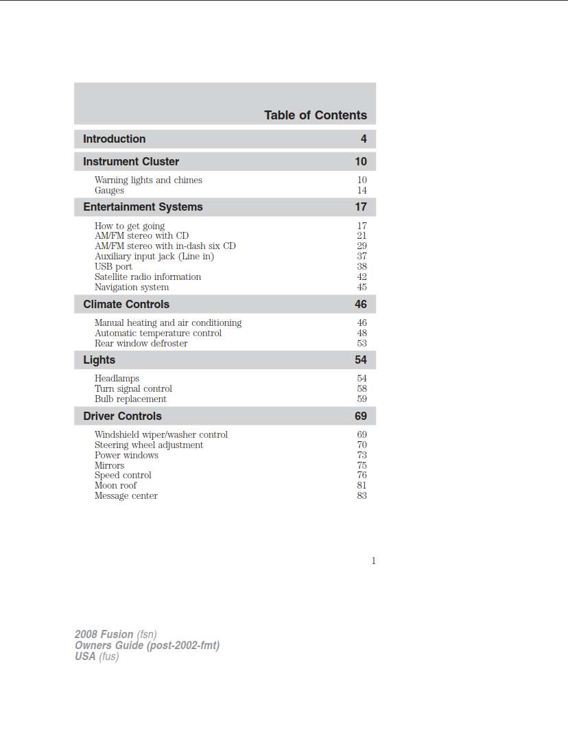 Ford Fusion 2008 Owner's Manual
