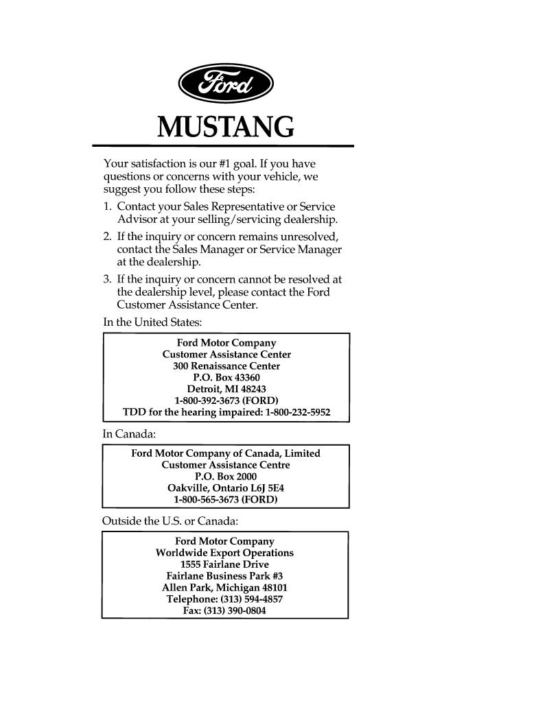 Ford Mustang 1996 Owner's Manual
