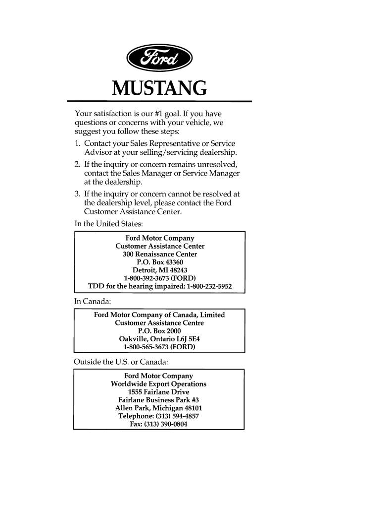 Ford Mustang 1997 Owner's Manual