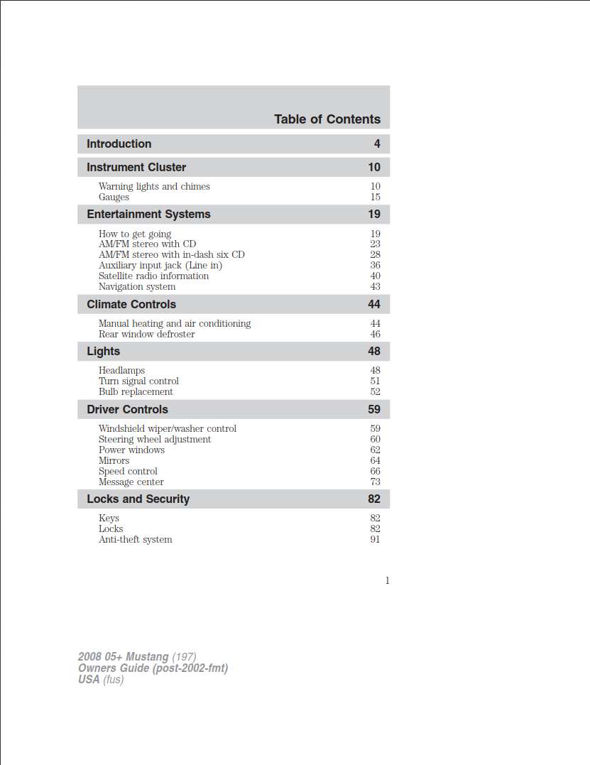 Ford Mustang 2008 Owner's Manual