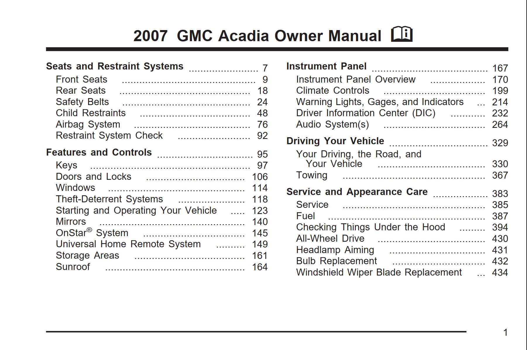 GMC Acadia 2007 Owner’s Manual