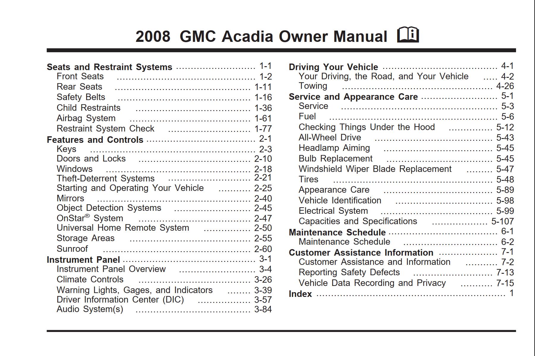 GMC Acadia 2008 Owner’s Manual