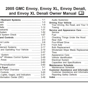 GMC Envoy Envoy XL Envoy Denali Envoy XL Denali 2005 Owner’s Manual