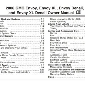 GMC Envoy Envoy XL Envoy Denali Envoy XL Denali 2006 Owner’s Manual