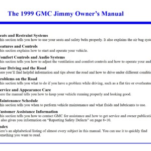 GMC Jimmy 1999 Owner's Manual