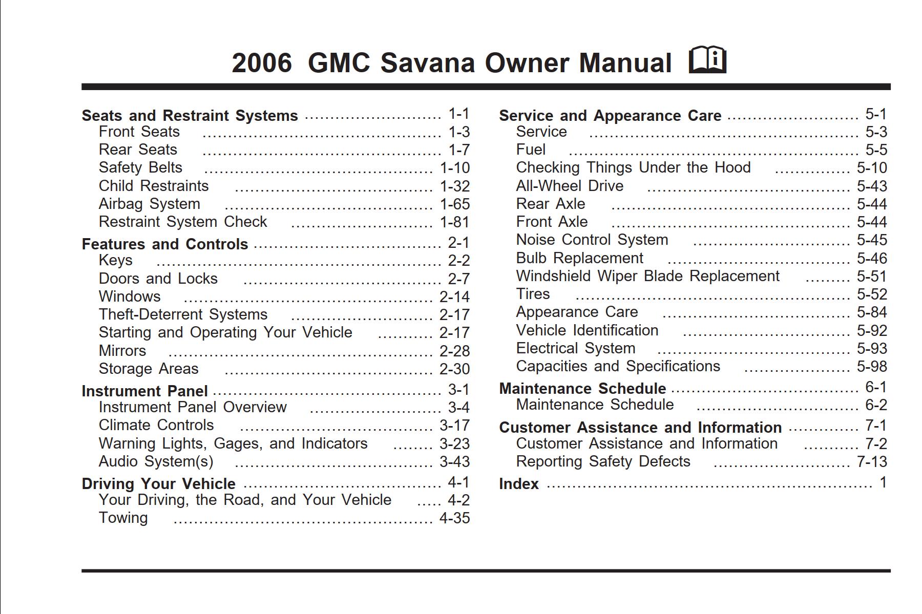 GMC Savana 2006 Owner’s Manual