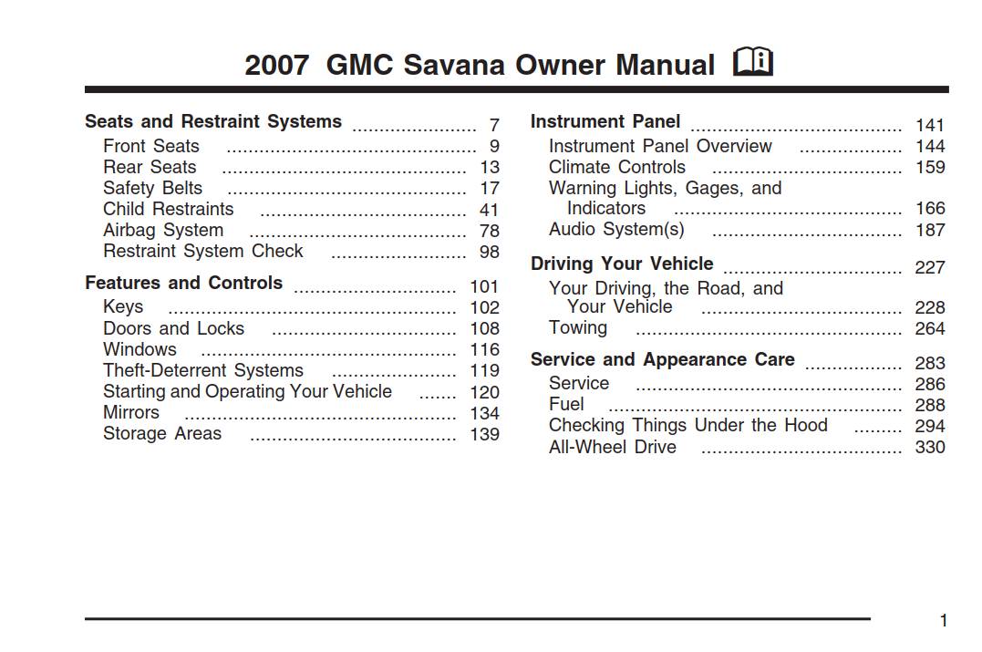 Gmc Savana 2007 Owner's Manual