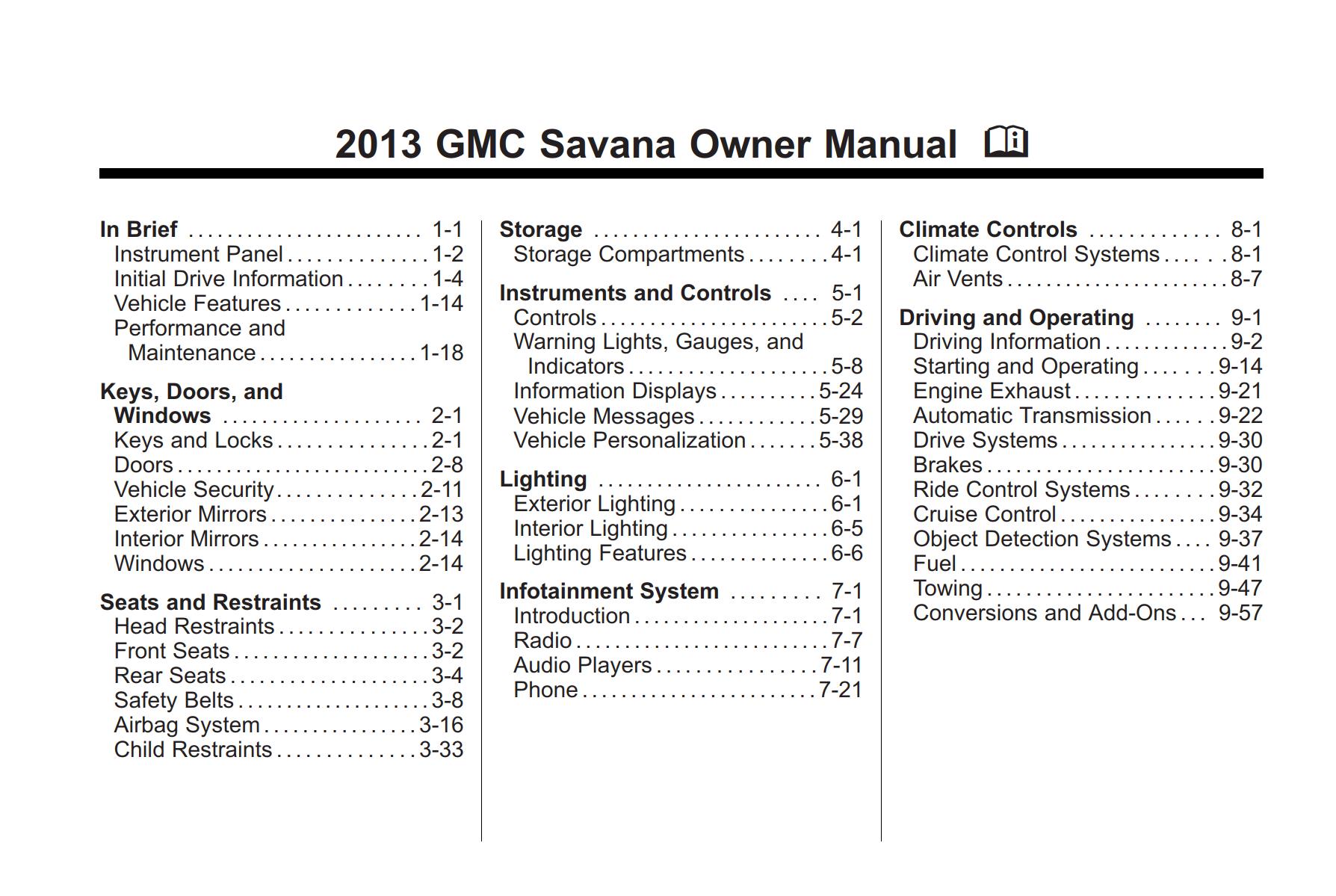 GMC Savana Commercial Cutaway 2013 Owner’s Manual