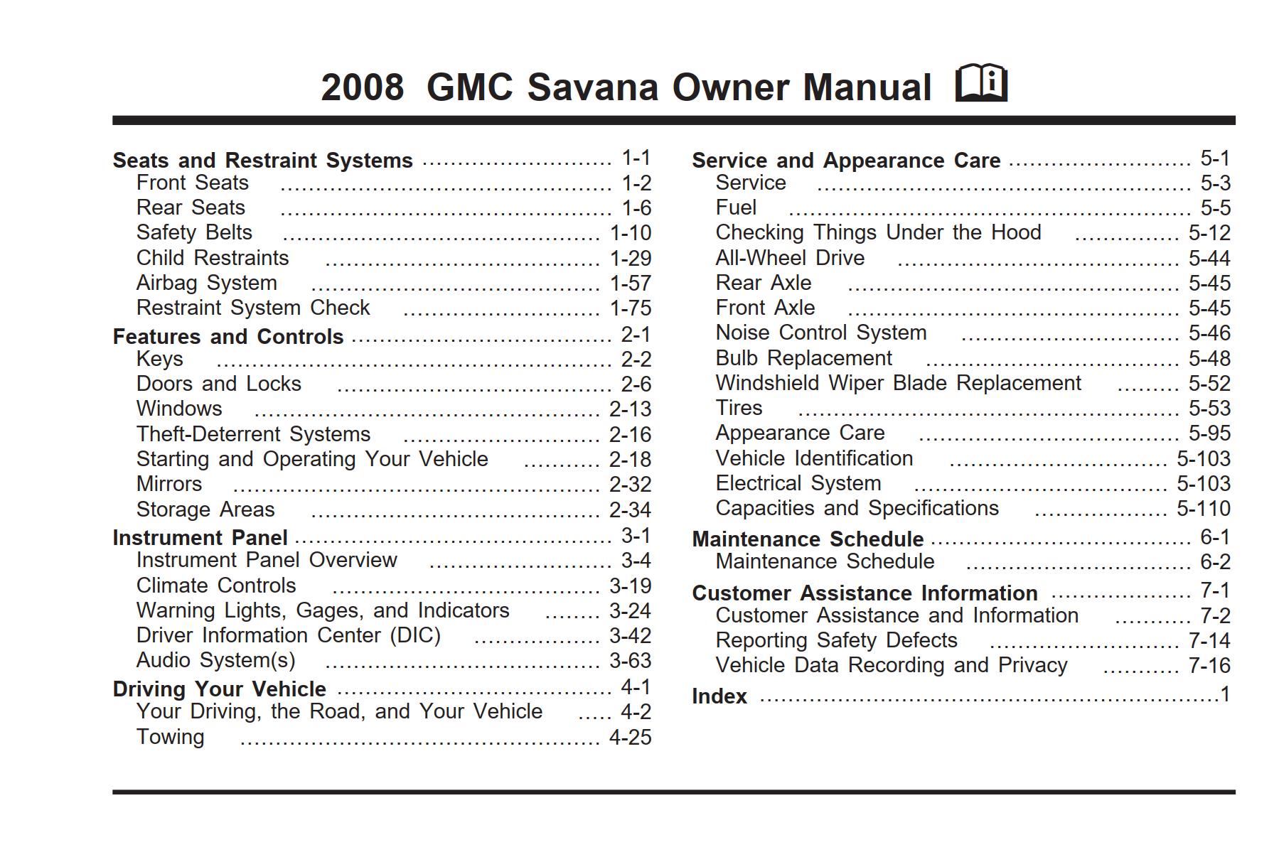 GMC Savana Passenger 2008 Owner’s Manual