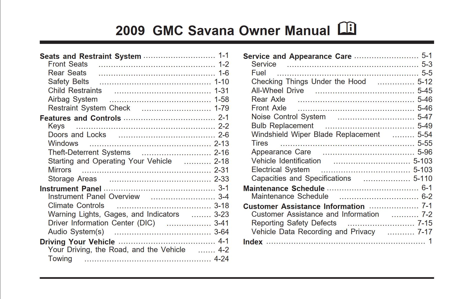 GMC Savana Passenger 2009 Owner’s Manual