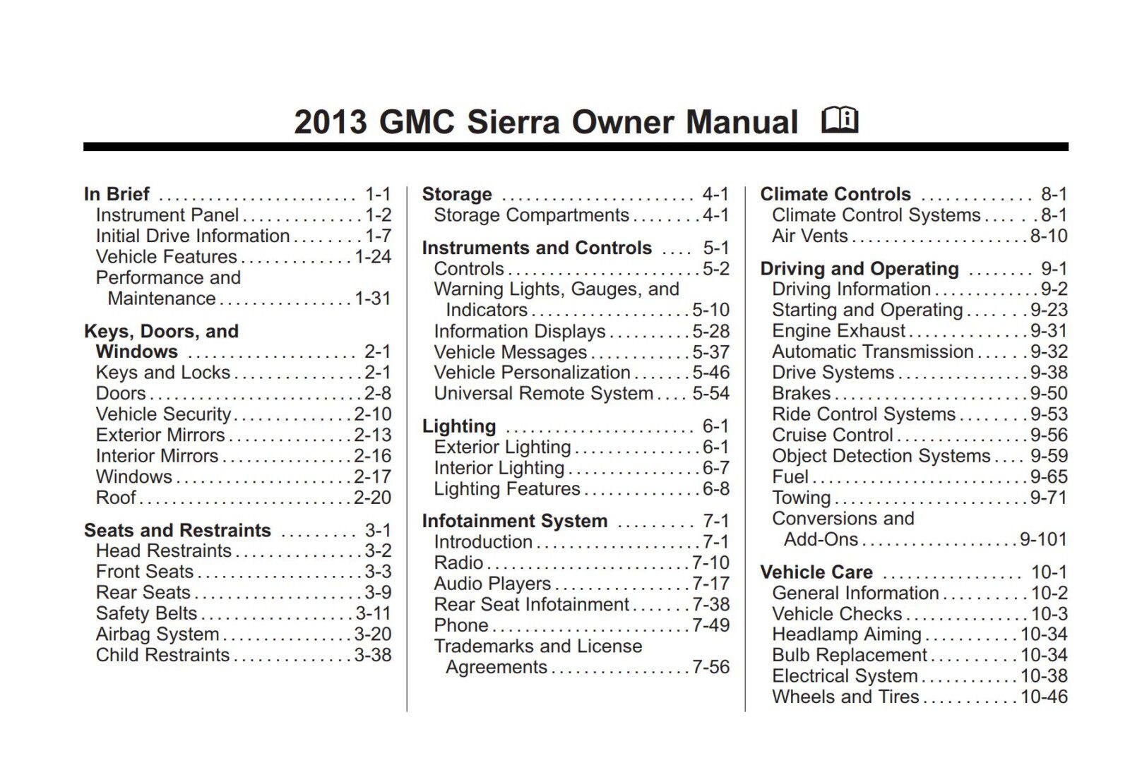 GMC Sierra 1500 2013 Owner’s Manual PDF Download