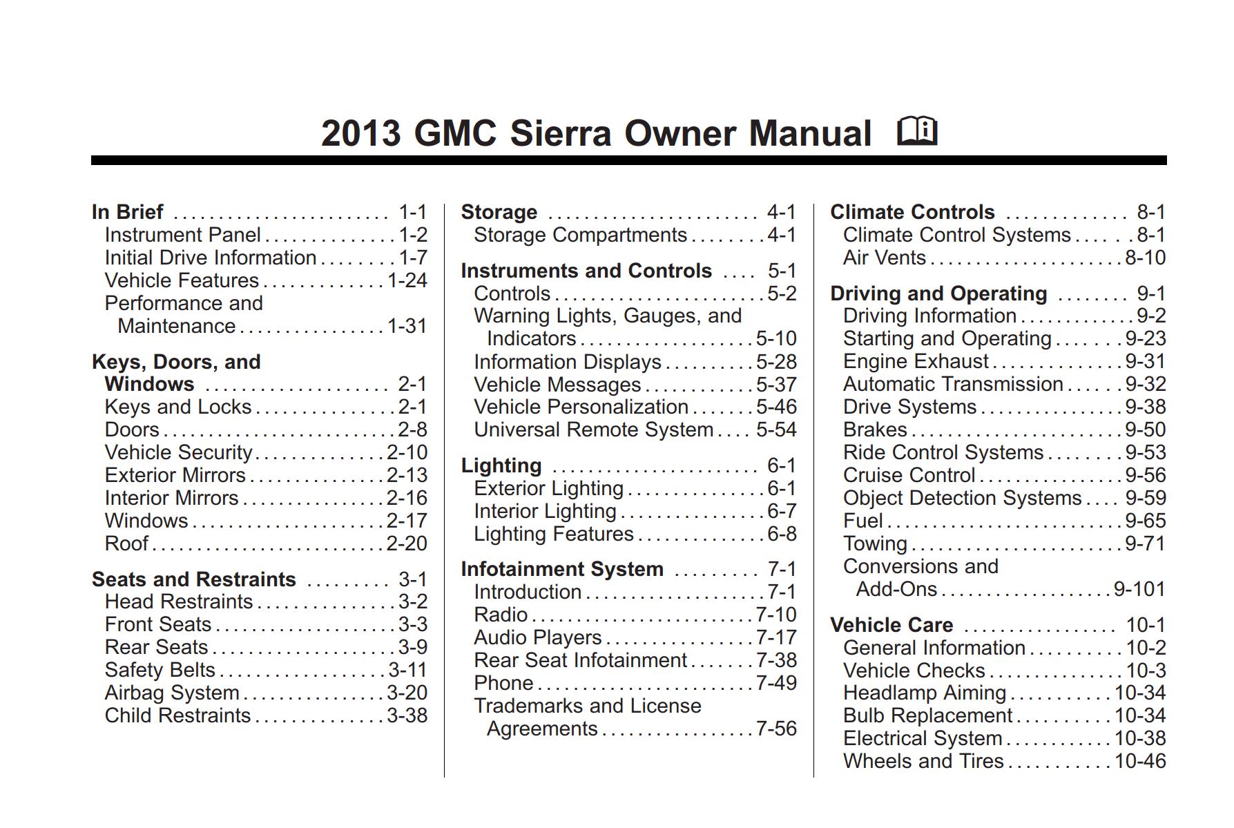 GMC Sierra 1500 2013 Owner’s Manual