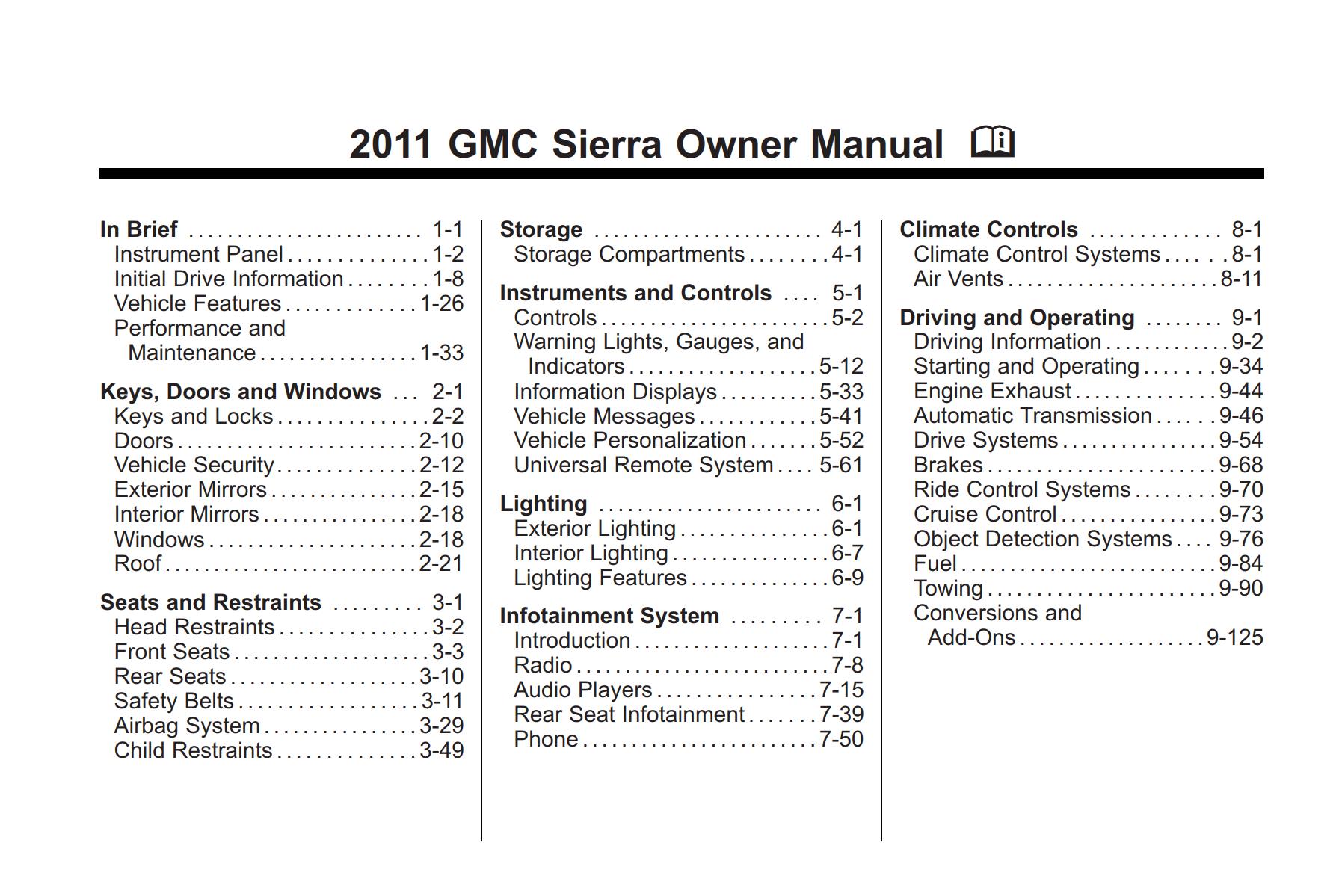 GMC Sierra 1500 2011 Owner’s Manual - PDF for FREE