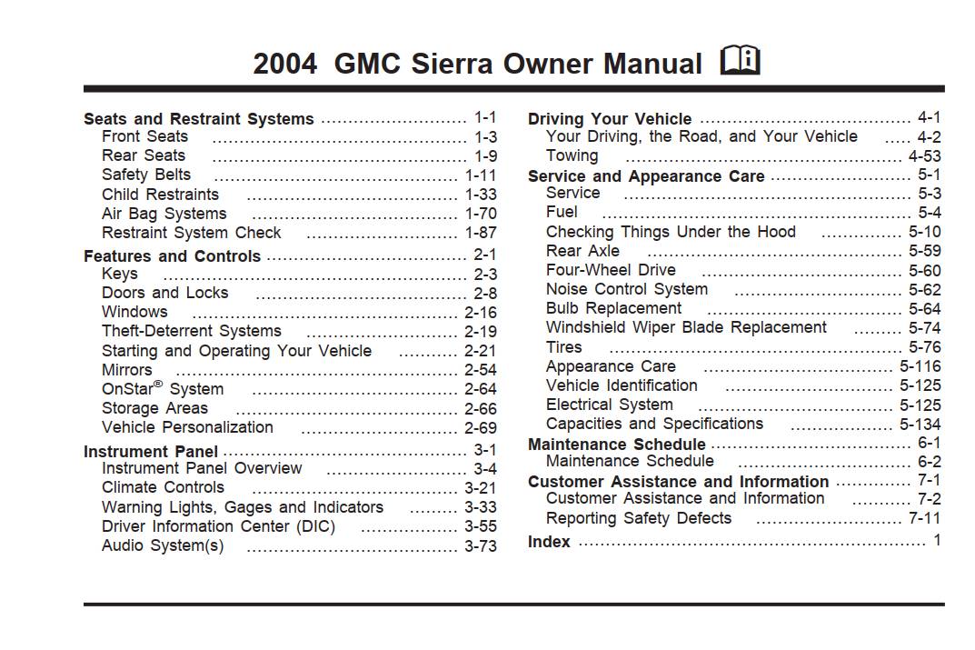 Gmc Sierra 2004 Owner's Manual