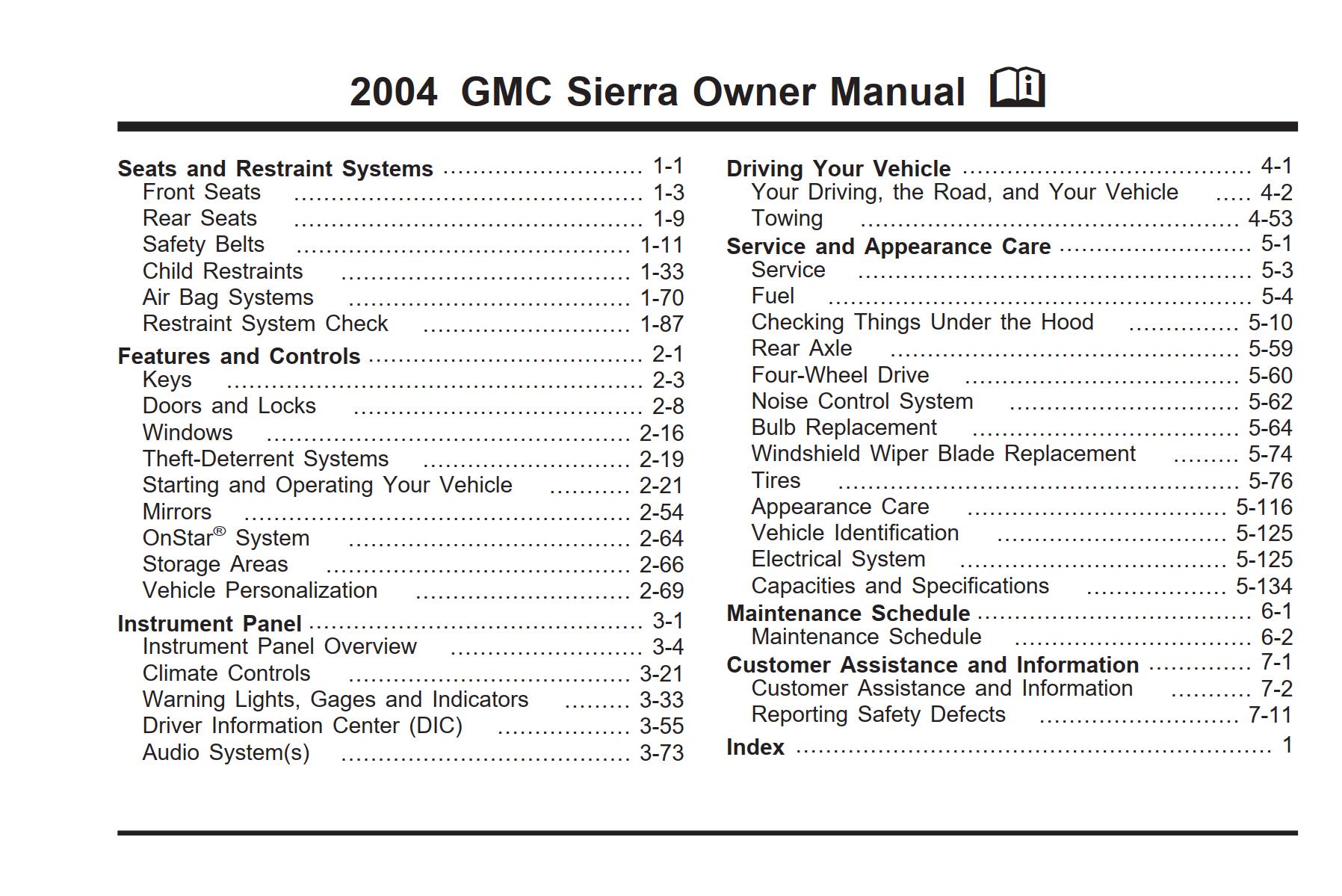 GMC Sierra 2500 2004 Owner's Manual