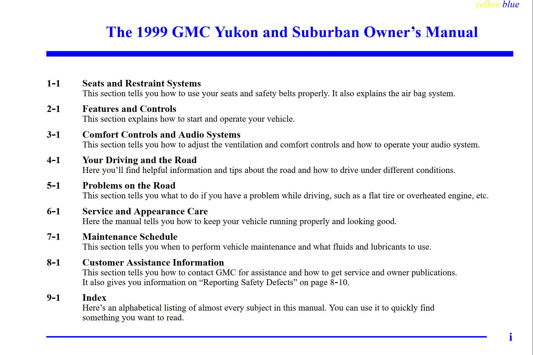 GMC Suburban 1999 Owner's Manual