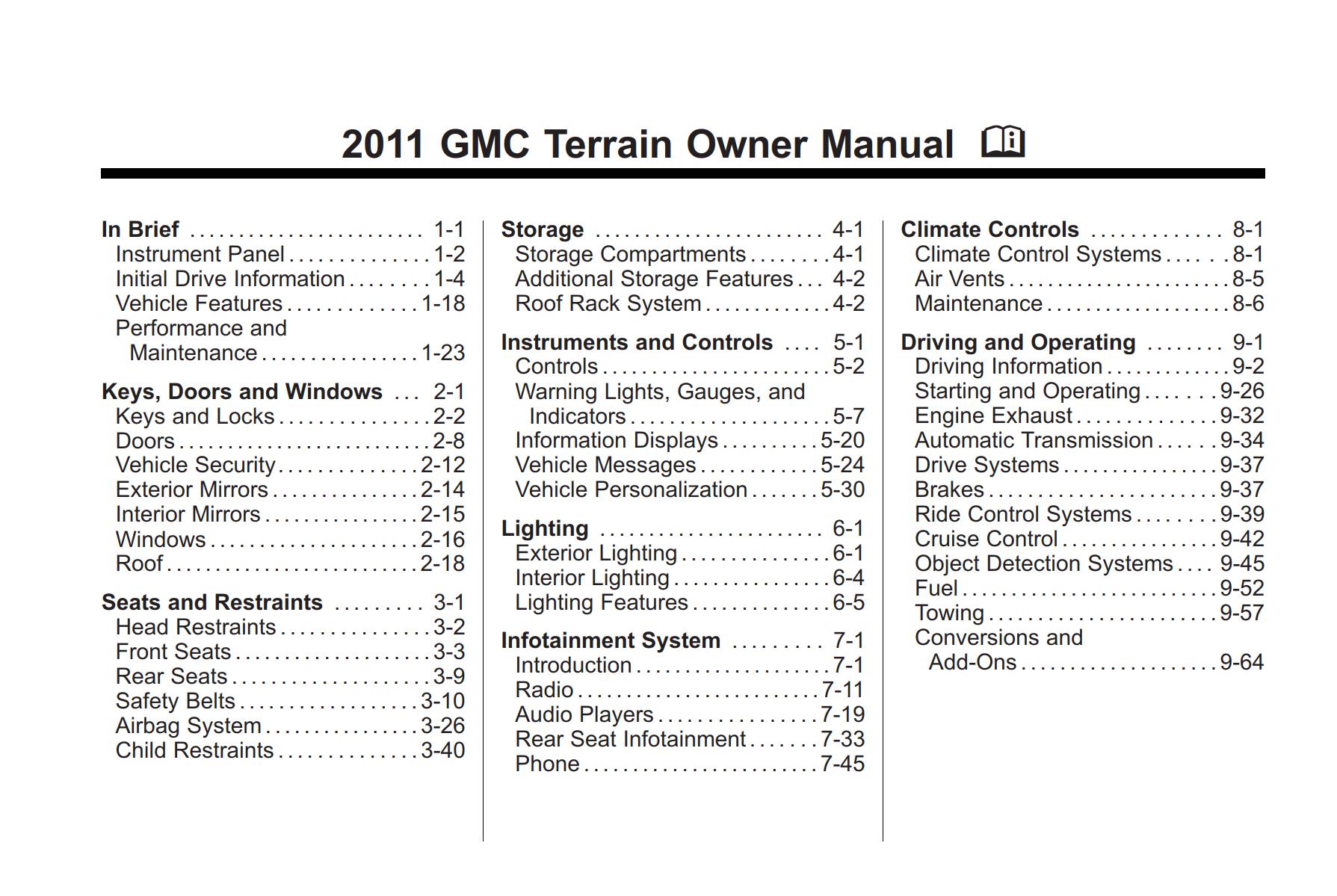 GMC Terrain 2011 Owner’s Manual
