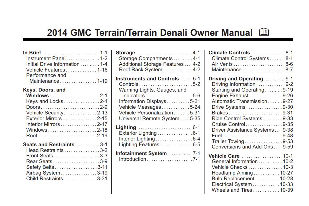 Gmc Terrain 2014 Owner's Manual