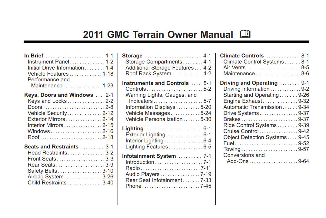 GMC Terrain SLT 2011 Owner's Manual