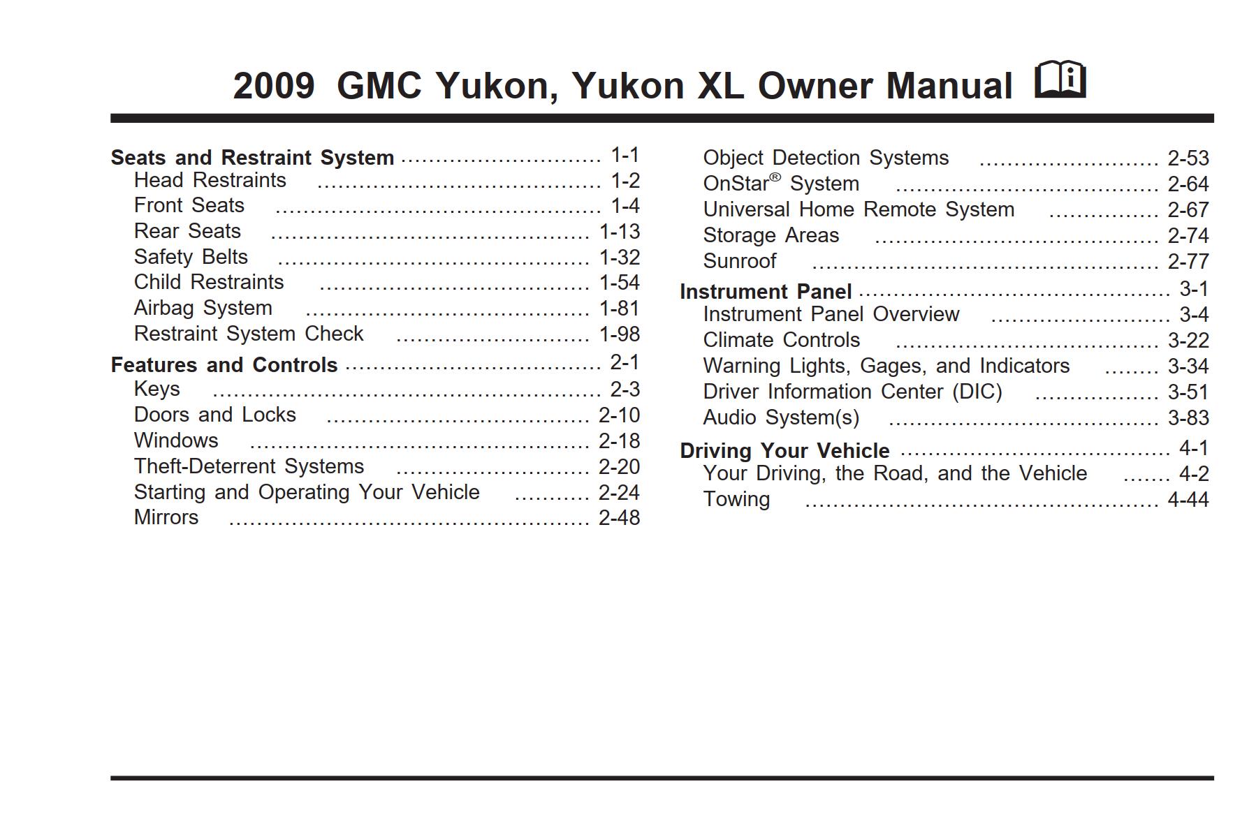 GMC Yukon 2009 Owner’s Manual
