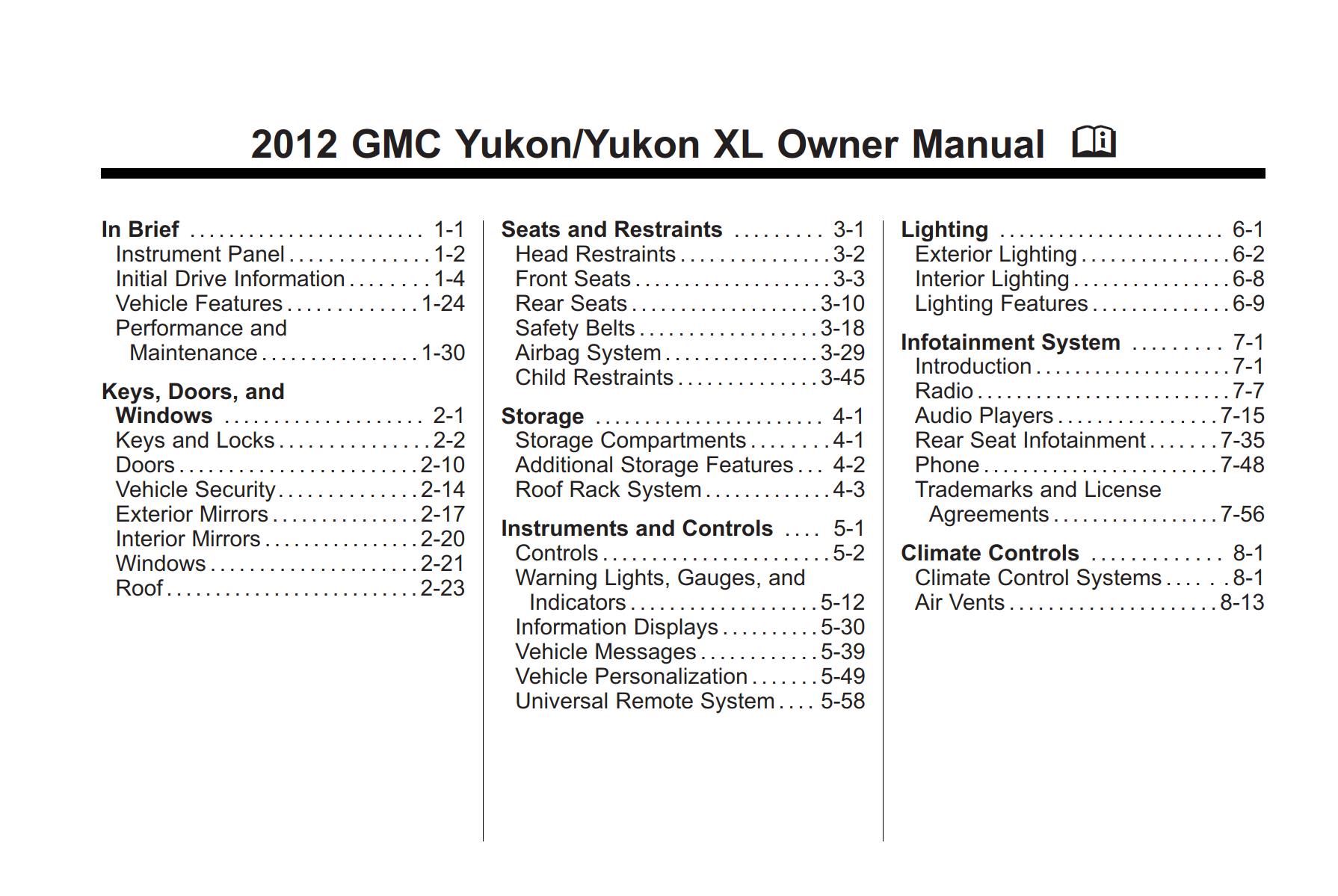 GMC Yukon 2012 Owner’s Manual