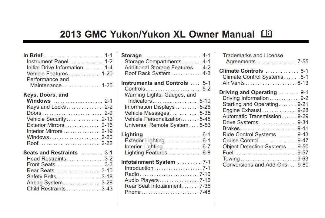 Gmc Yukon 2013 Owner's Manual