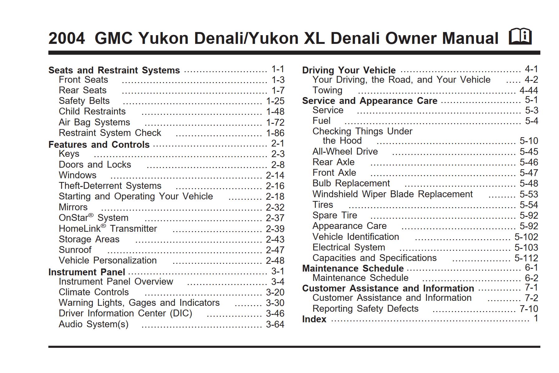 GMC Yukon Denali Yukon XL Denali 2004 Owner's Manual
