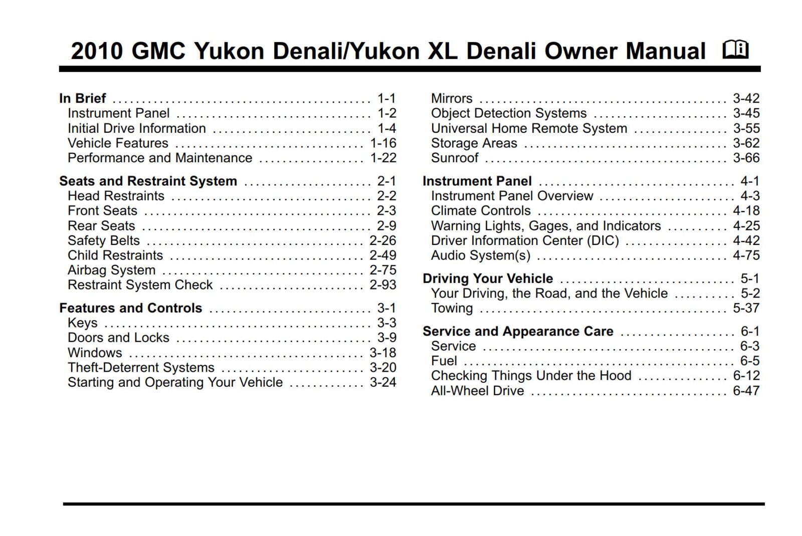 PDF ONLINE GMC Yukon Denali Yukon XL Denali 2010 Owner’s Manual