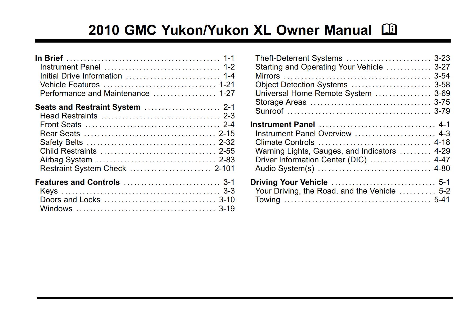 GMC Yukon XL 2010 Owner’s Manual