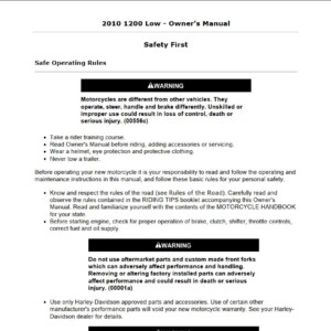 Harley-Davidson 1200 Low 2010 Owner’s Manual