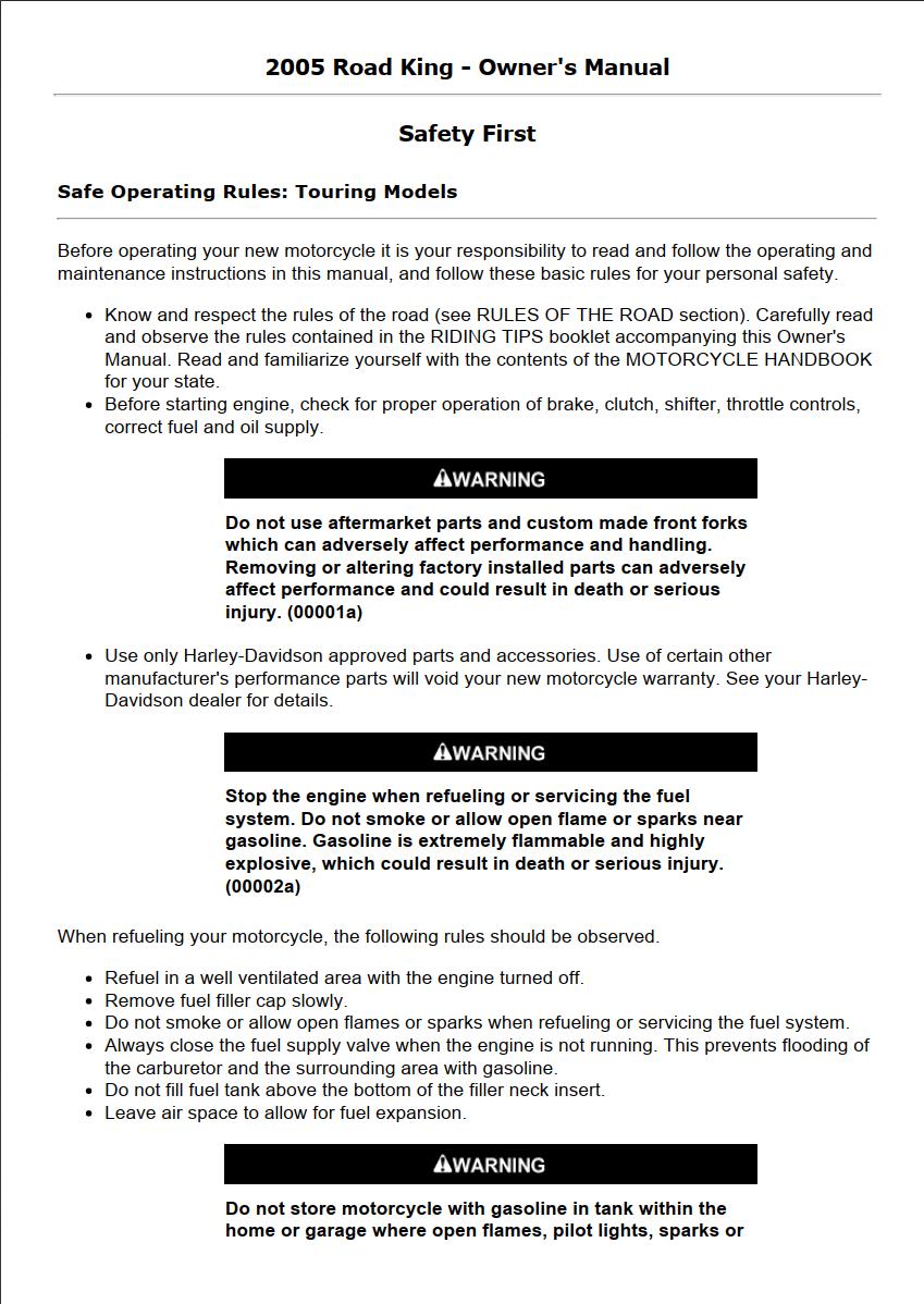 Harley-Davidson Road King 2005 Owner’s Manual