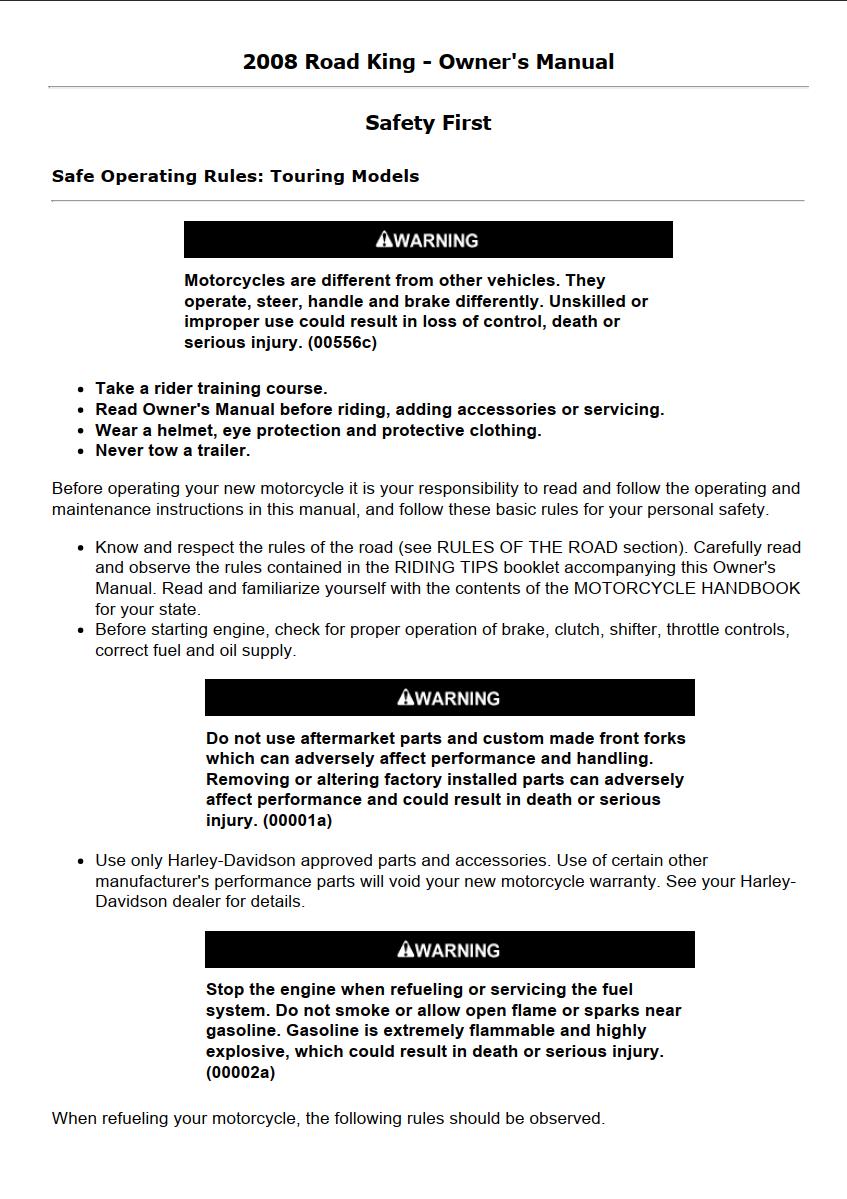 Harley-Davidson Road King 2008 Owner’s Manual