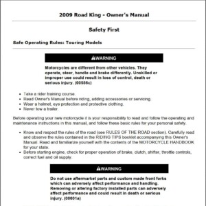 Harley-Davidson Road King 2009 Owner’s Manual