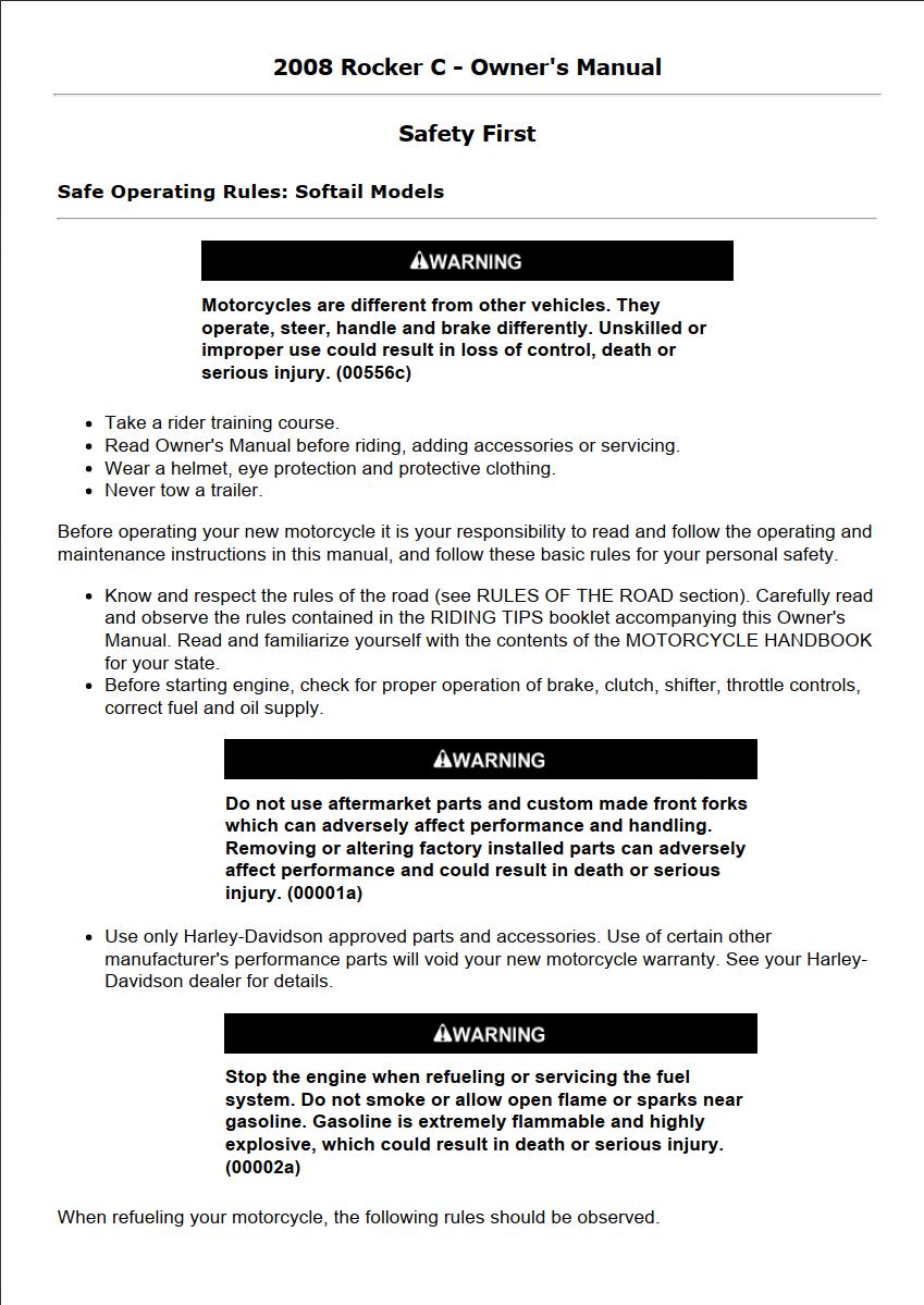 Harley-Davidson Rocker C 2008 Owner’s Manual