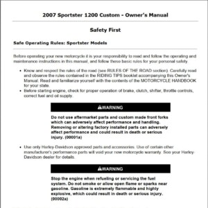 Harley-Davidson Sportster 1200 Custom 2007 Owner’s Manual