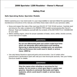 Harley-Davidson Sportster 1200 Roadster 2006 Owner’s Manual