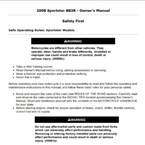 Harley-Davidson Sportster 883R 2008 Owner’s Manual