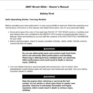 Harley-Davidson Street Glide 2007 Owner’s Manual