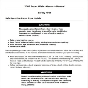 Harley-Davidson Super Glide 2008 Owner’s Manual