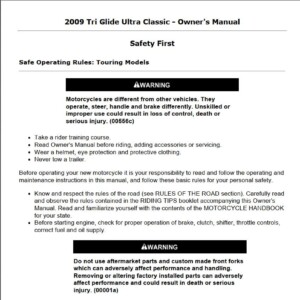 Harley-Davidson Tri Glide Ultra Classic 2009 Owner’s Manual