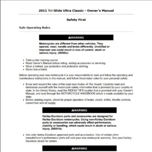 Harley-Davidson Tri Glide Ultra Classic 2011 Owner’s Manual