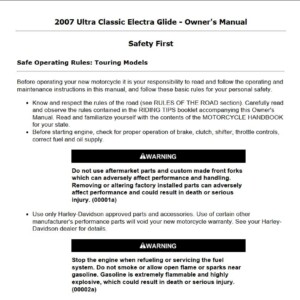 Harley-Davidson Ultra Classic Electra Glide 2007 Owner’s Manual