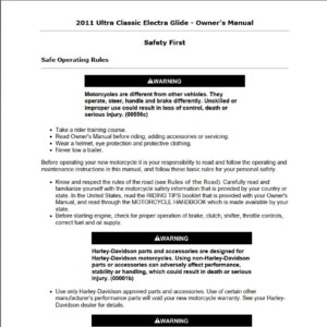 Harley-Davidson Ultra Classic Electra Glide 2011 Owner’s Manual