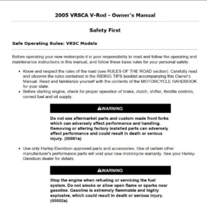 Harley-Davidson VRSCA V-Rod 2005 Owner’s Manual