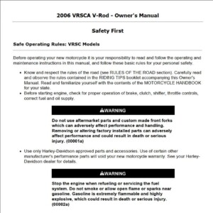 Harley-Davidson VRSCA V-Rod 2006 Owner’s Manual